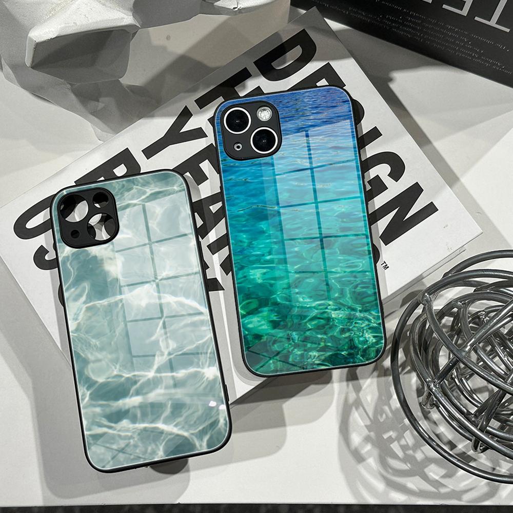 Pc Case Tempered Glass - 고급스러운 물결무늬 디자인 폰 케이스 강화유리