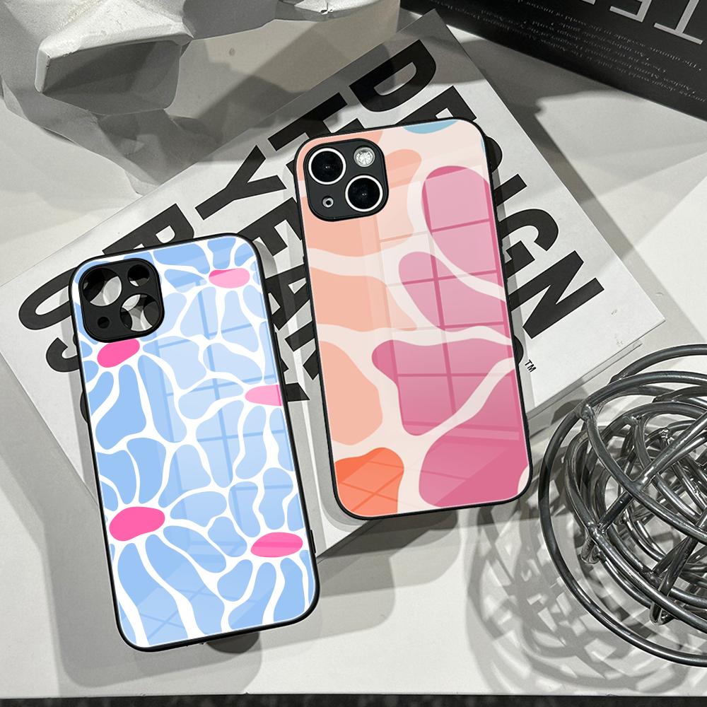 Pc Case Tempered Glass - Clmj 컬러풀 플라워 폰 케이스 강화유리