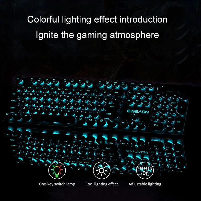 레트로 펑크 기계식 느낌 키보드 마우스 세트 유선 무선 - Pc Gaming Keyboards 리뷰 및 가격