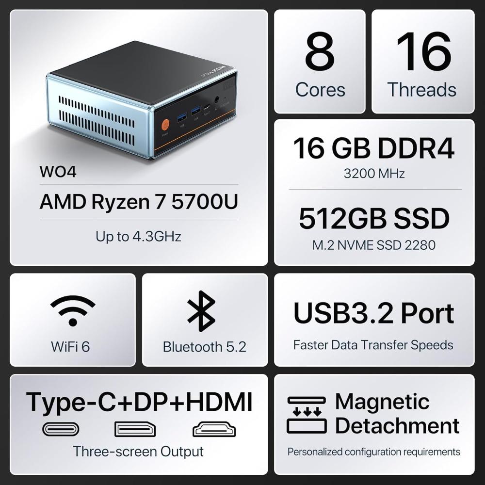 미국 배송 미니 PC AMD Ryzen 7 5700U  - Pc Gaming Ryzen 7 리뷰 및 가격