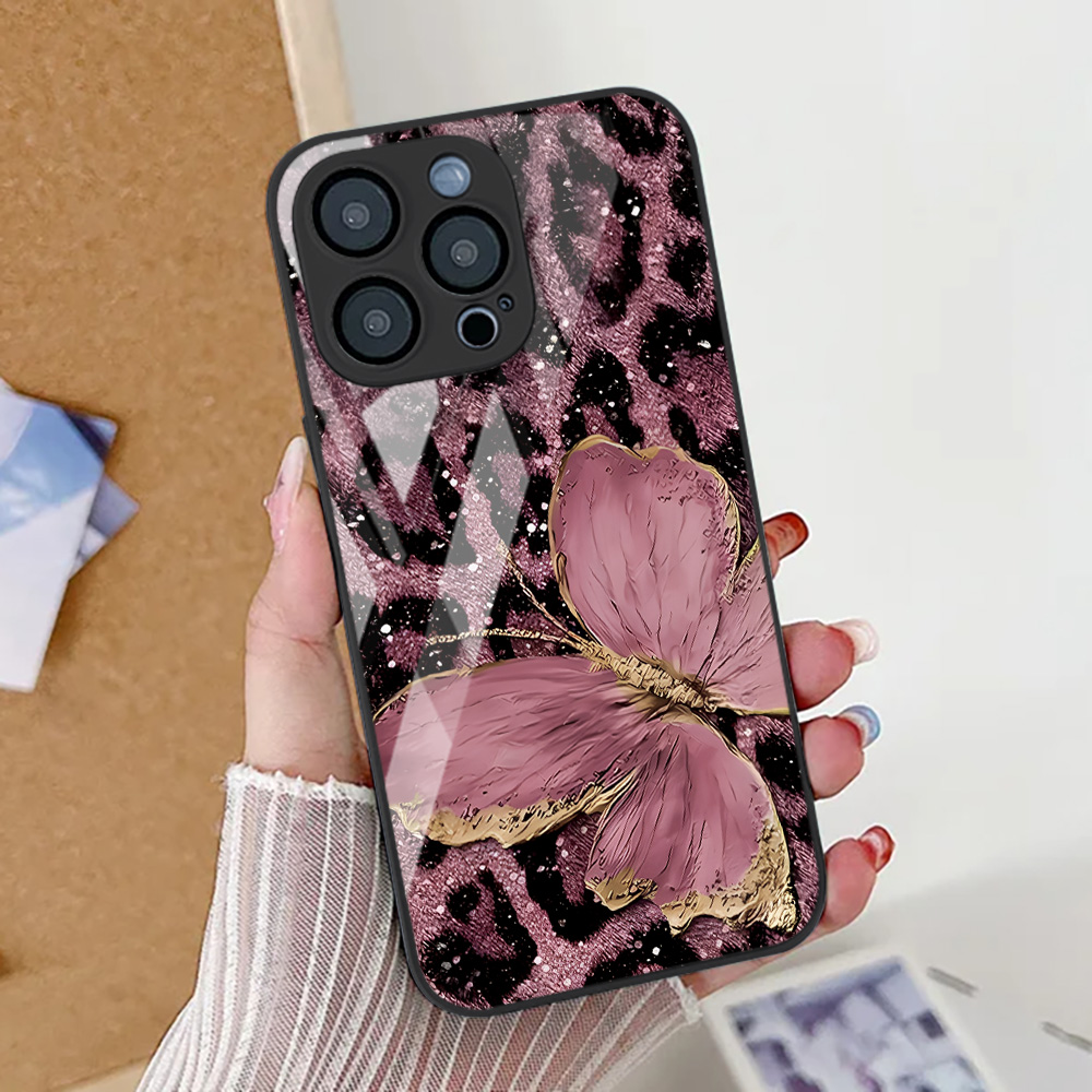 나비 레오파드 프린트 폰 케이스 아이폰 17 16 14 - Pc Case Tempered Glass 리뷰 및 가격