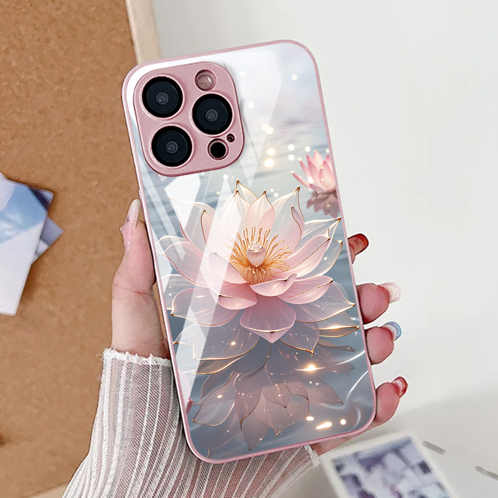 연꽃 꽃무늬 아이폰 16 프로 케이스 아이폰 17 14 - Pc Case Tempered Glass 리뷰 및 가격